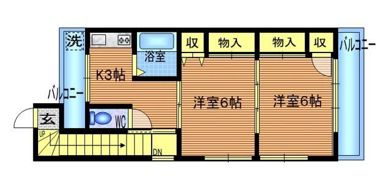 境橋コーポ 50Bの間取り画像