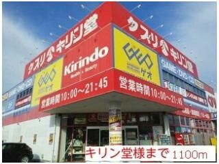 キリン堂様まで1100m