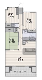ロイヤルガーデンタワー岡山幸町413の間取り画像