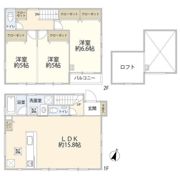 貸家 世田谷区羽根木の間取り画像