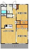 ヒルズ折尾の間取り画像