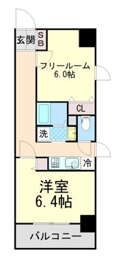 レジディア神戸三宮プレイス（旧コスモリード神戸三宮）の間取り画像