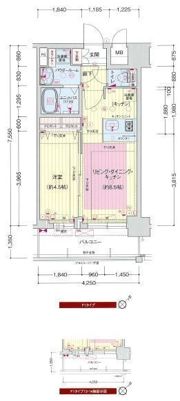 プレサンスOSAKA DOMECITYワンダーの間取り画像