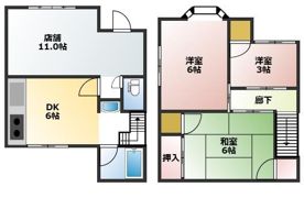 長船町服部店舗付き住居の間取り画像