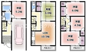 寝屋川市点野 戸建の間取り画像