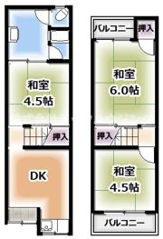 大東市北条7丁目テラスハウスの間取り画像