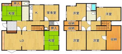 水巻町高尾貸家の間取り画像
