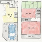 豊南町ガレージ付テラスハウスの間取り画像