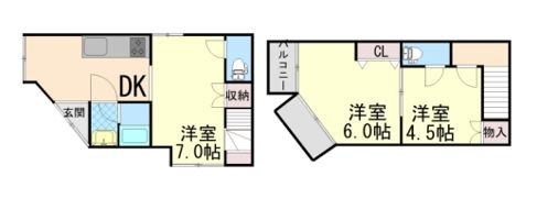 住吉宮町1丁目貸家の間取り画像