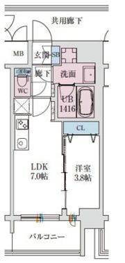スプランディッド弁天町DUEの間取り画像
