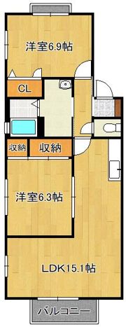 グリーンビレッジ湯川II A棟の間取り画像