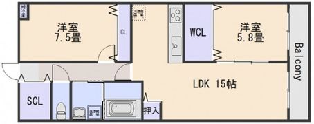 クレスト山本9丁目Ⅰの間取り画像