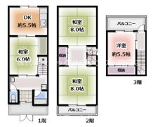 高瀬町1丁目貸家の間取り画像
