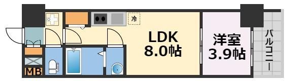 プレサンス堺筋本町エグゼブランの間取り画像