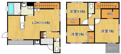 赤坂戸建1号棟の間取り画像