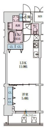 スプランディッド上本町WESTⅡの間取り画像