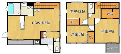 赤坂戸建1号棟の間取り画像
