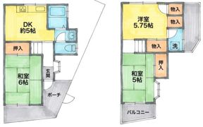 寝屋川市高倉1丁目テラスハウスの間取り画像