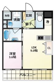 ハイフェンス千林 Bタイプの間取り画像