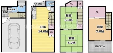 守口市馬場町1丁目貸家の間取り画像
