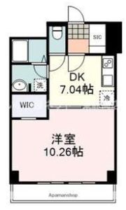 静岡泉町エンブルコート6階1DKの間取り画像