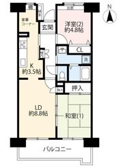 URグリーンタウン美住一番街17号棟704号室の間取り画像