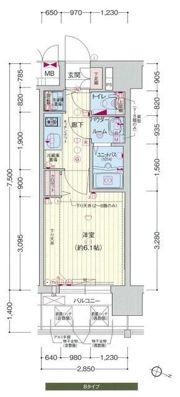 プレサンス梅田北ザ・ライブの間取り画像