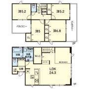 武蔵ヶ丘2丁目1号貸家の間取り画像