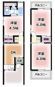 田井西町テラスハウス 左側の間取り画像