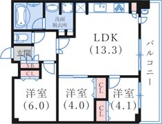 プレジール三ノ宮Ⅱの間取り画像