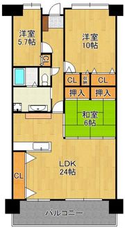 ポレスターメガシティ小倉ウエストガーデン 1003号室の間取り画像