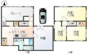 バイクガレージ付 戸建の間取り画像