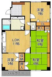 ブロッサム大浦 101号室の間取り画像