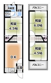 守口市佐太中町6丁目貸家の間取り画像