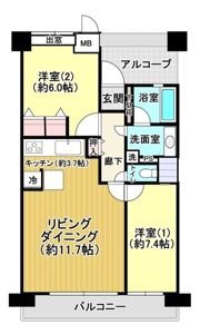 D＇グラフォート福山606号室の間取り画像