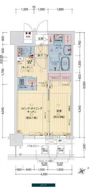 プレサンスOSAKA DOMECITYビーツの間取り画像