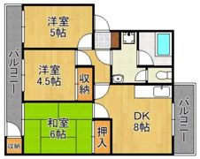 エメラルドタウン枝光A棟 306号の間取り画像
