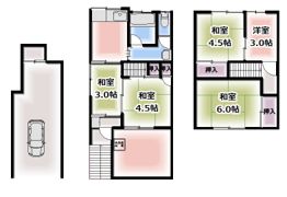 西郷通4丁目ガレージ付き貸家の間取り画像