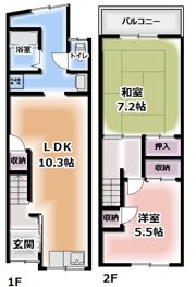 常磐町テラスハウスの間取り画像