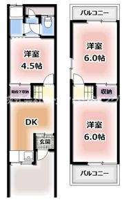 田井西町テラスハウス 左から2番目の間取り画像