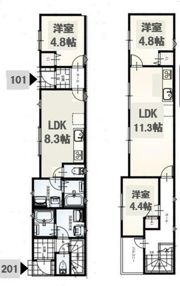 グランソフィア内野本郷101、201の間取り画像