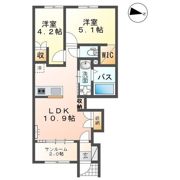 富山市中島新築アパートの間取り画像