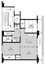 ビレッジハウス直方東3号棟の間取り画像