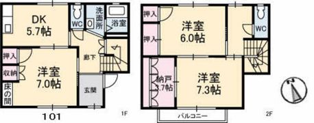 コーポ宮内 A棟の間取り画像