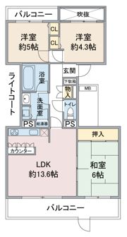 ハイツ東戸塚Ⅱ B棟の間取り画像