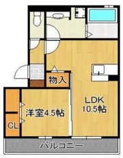 エスポワール祇園 B棟の間取り画像