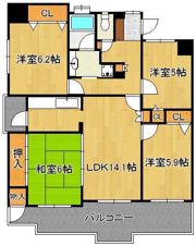 サンパーククレストサージュ戸畑B棟 1501の間取り画像