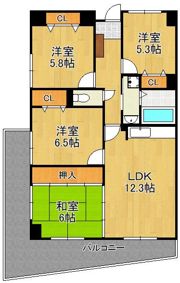 いわきマンション和布刈 501号室の間取り画像