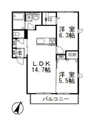 ベルグラース新保Cの間取り画像