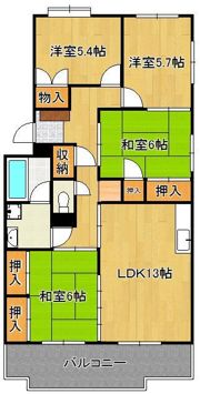 エメラルドマンション到津 505号室の間取り画像